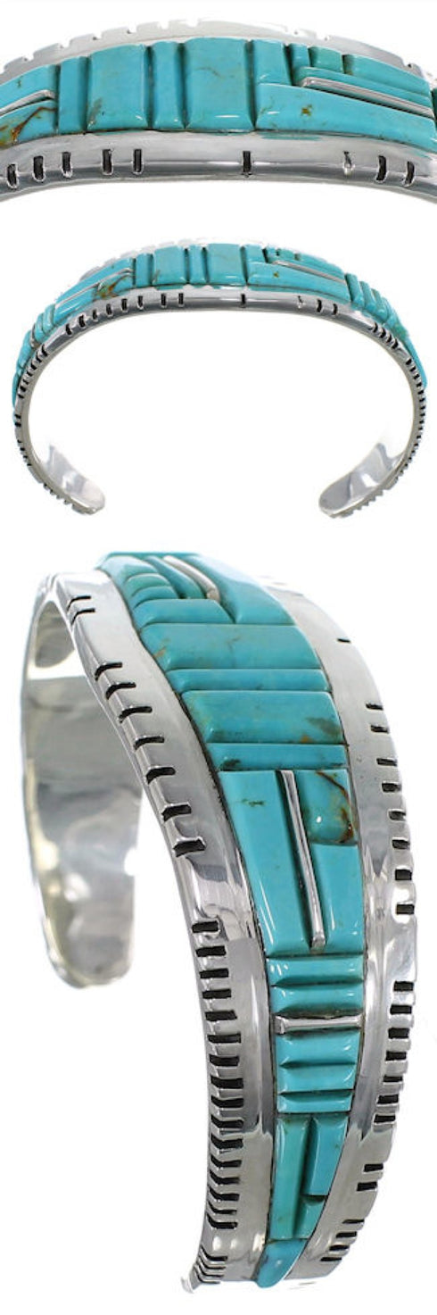 Sterling Silver Turquoise Southwest Jewelry Cuff Bracelet EX27399